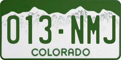 CO license plate 013NMJ