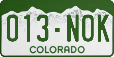CO license plate 013NOK
