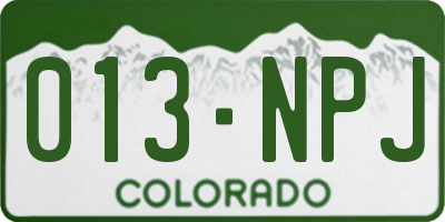 CO license plate 013NPJ
