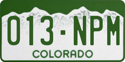 CO license plate 013NPM