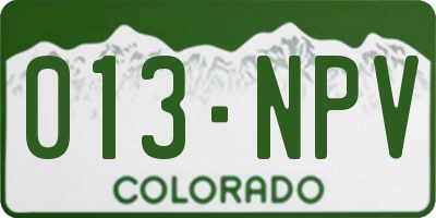 CO license plate 013NPV