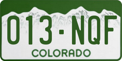 CO license plate 013NQF