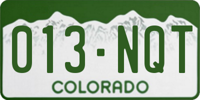 CO license plate 013NQT
