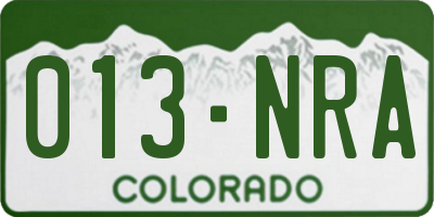 CO license plate 013NRA