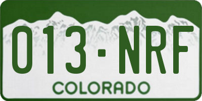 CO license plate 013NRF