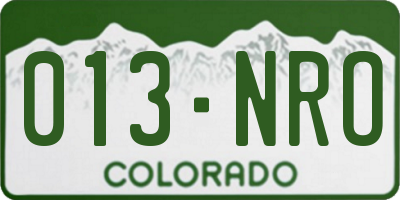 CO license plate 013NRO