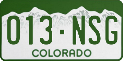 CO license plate 013NSG