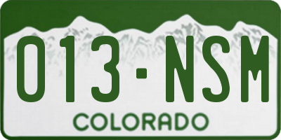 CO license plate 013NSM