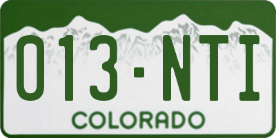 CO license plate 013NTI