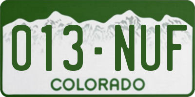 CO license plate 013NUF