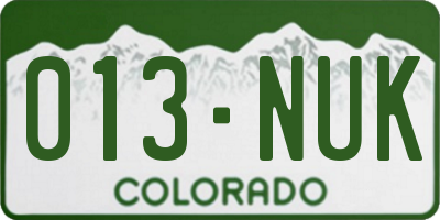 CO license plate 013NUK