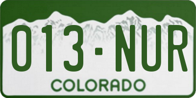 CO license plate 013NUR