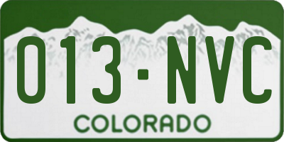 CO license plate 013NVC