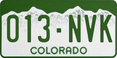 CO license plate 013NVK