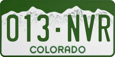 CO license plate 013NVR
