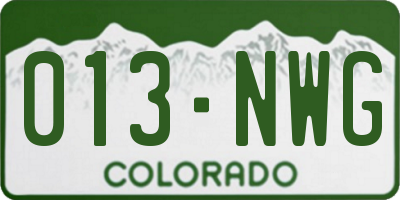 CO license plate 013NWG
