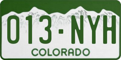 CO license plate 013NYH