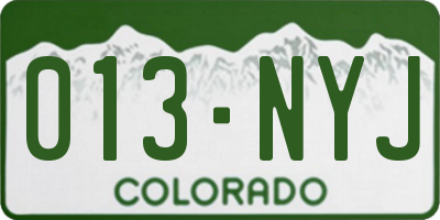 CO license plate 013NYJ