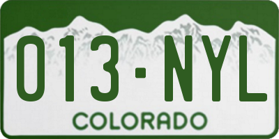 CO license plate 013NYL