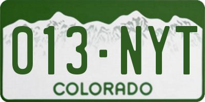 CO license plate 013NYT