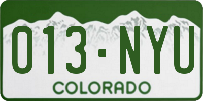 CO license plate 013NYU