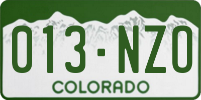 CO license plate 013NZO