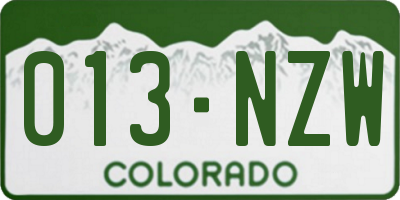 CO license plate 013NZW