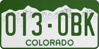 CO license plate 013OBK