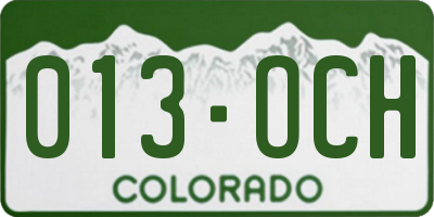 CO license plate 013OCH