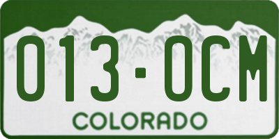 CO license plate 013OCM