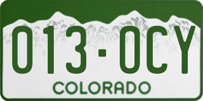CO license plate 013OCY