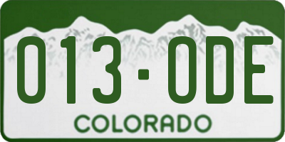 CO license plate 013ODE