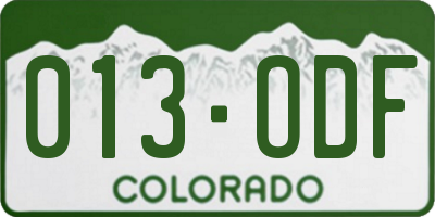 CO license plate 013ODF