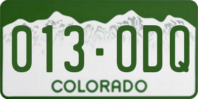 CO license plate 013ODQ