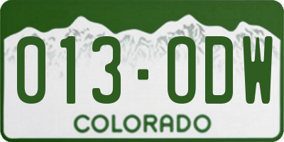 CO license plate 013ODW