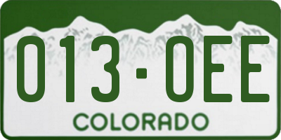 CO license plate 013OEE