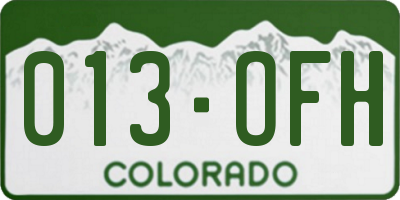 CO license plate 013OFH