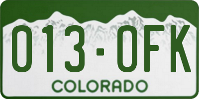 CO license plate 013OFK
