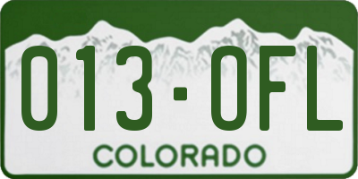 CO license plate 013OFL