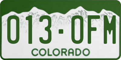 CO license plate 013OFM