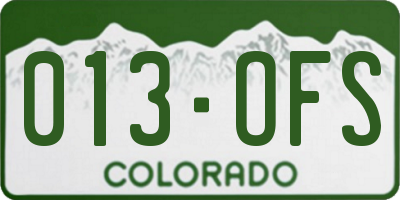 CO license plate 013OFS
