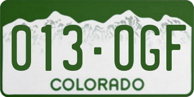 CO license plate 013OGF