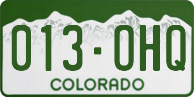 CO license plate 013OHQ