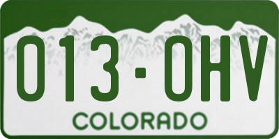 CO license plate 013OHV