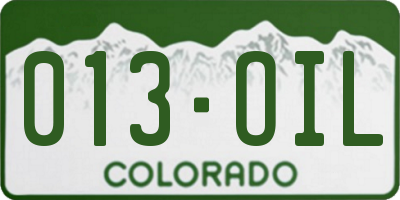CO license plate 013OIL