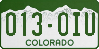 CO license plate 013OIU