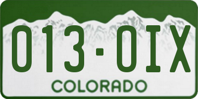 CO license plate 013OIX