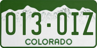 CO license plate 013OIZ
