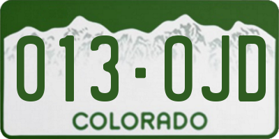 CO license plate 013OJD