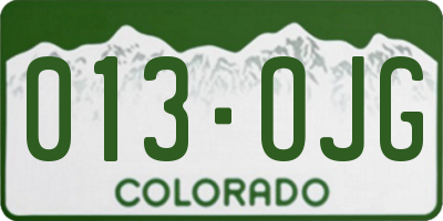 CO license plate 013OJG